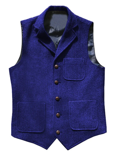Men Vest Brown With Lapel Pocket Single Button Waistcoat For Wedding Birthday Formal Business Casual Banquet Work Men Suit