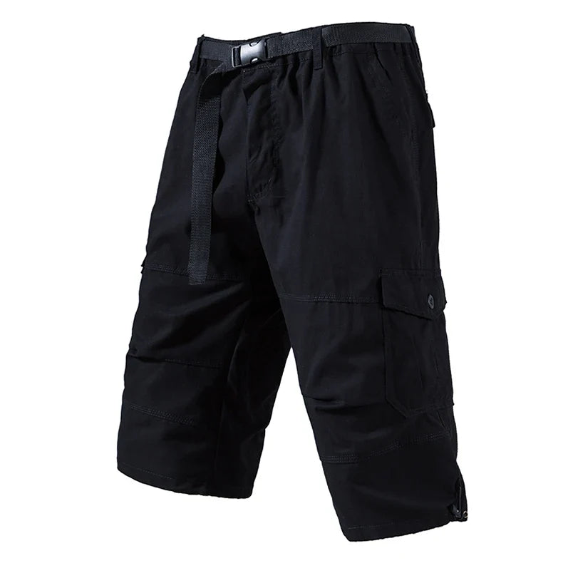 Mens Crop Pants Casual Cargo Shorts Zipper Pockets Light Weight Summer Cool Breathable Short Pants 3/4 Sweatpants