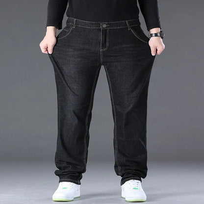 Men's Jeans Pants Big Size 50 High Stretch Denim Fabric Large Size Pants for 45-150kg Jeans Hombre Wide Leg Jeans Pantalon Homme