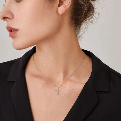 GRA Certified 3.5MM Moissanite Cross Pendant Necklaces for Women S925 Sterling Silver Clavicle Chains Fine Jewelry Gift
