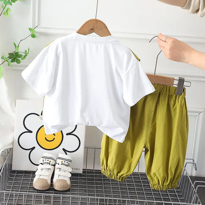 New Summer Baby Clothes Suit Children Boys Girls Gentleman T Shirt Shorts 2Pcs/Set Toddler Casual Clothing Infant Kids Tracksuit