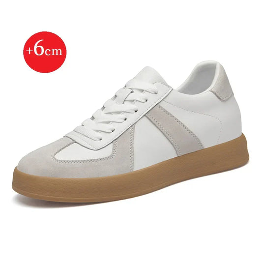 Invisible Height-Increasing Shoes 8cm German Training Shoes for Men, Summer Breathable Casual Sneakers, Genuine Leather Retro Versatile Forrest Gump Shoes 6cm