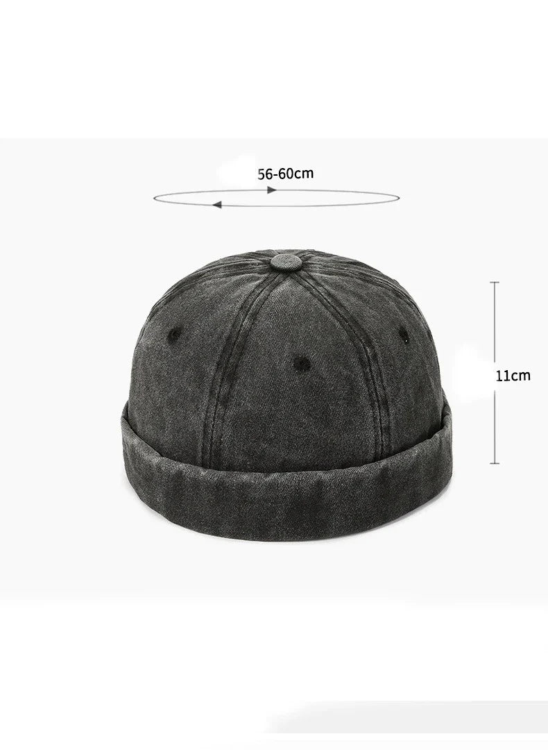 Hatsmen's Four Seasons Denim Cloth Gua Skin Hat, Street Bare Panel, Landlord Hat, Personality Fashion, Retro Outdoor Trend