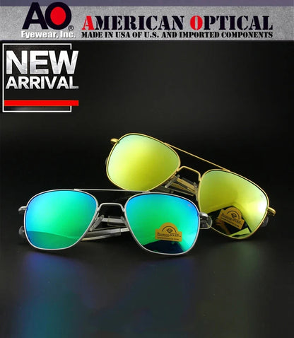 AO Pilot Sunglasses Men Top Quality Brand Designer AGX Tempered Glass Lens Sun Glasses Male