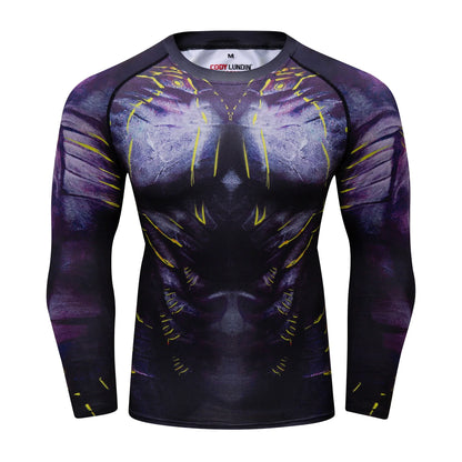 Men Sun Ptotection Fabric Gym Fitness long Sleeve Rashguard Spandex Quickly Dry jiu jitsu No Gi Rash Guard Bjj Grappling Shirts