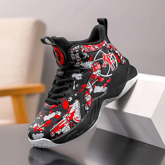 Kids Basketball Shoes Non-slip Breathable PU Leather Basketball Training Sneakers Boys Girls Sports Shoes Children Running Shoes