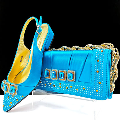 Mature Ladies Style Peep-Toe Heels & Rectangular Bag Set Nigerian Party Shoes and Bag –Comfortable Women's Shoes