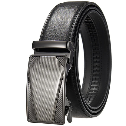 Men's Leather Belt High quality genuine leather alloy automatic buckle Adjustable ratchet belt Fashion business belt for men