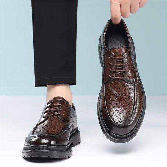 British Style Business Derby Shoes for Men Spring Summer Breathable Dress Shoes Male Fashion Casual Leather Wedding Shoe Man