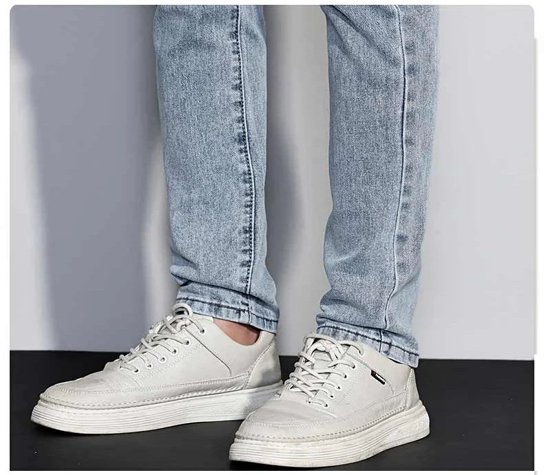 New Men's Jeans Slim Fit Stretch Straight Vintage Trendy Denim Pants Korean Washed Soft Versatile Fashion Trousers Streetwear