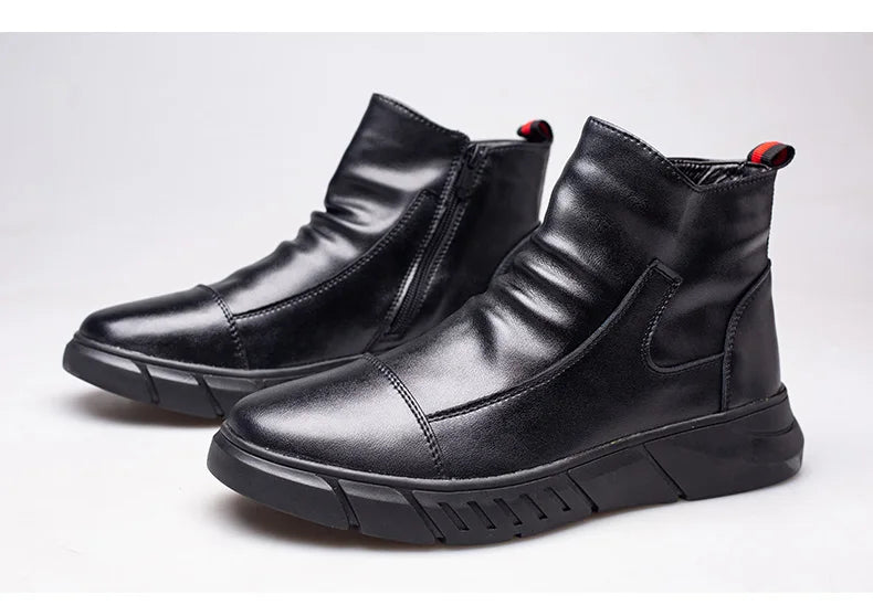 Fashion 2025 Black Leather Safety Work Shoes for Men Indestructible Steel Toe Cap Anti Nail Anti Slip Male Boots Footwear