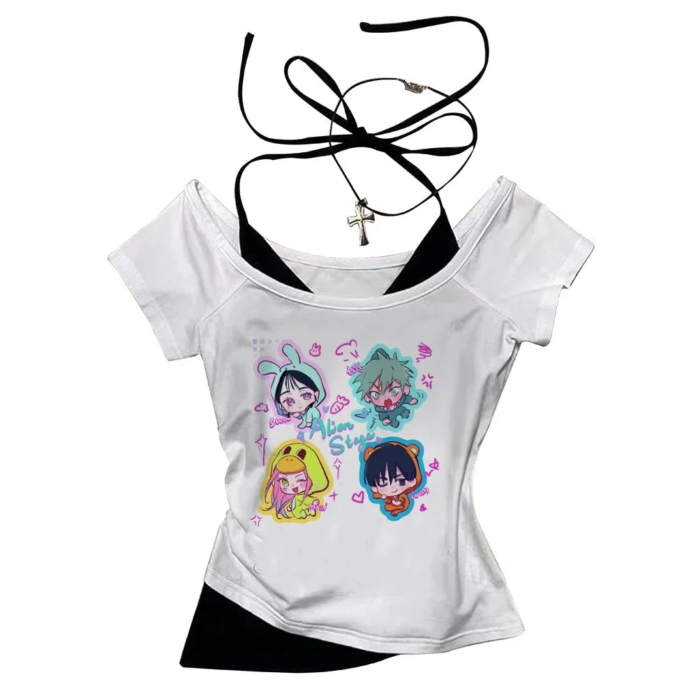 Alien Stage shirt teen Classic Pastel anime kawaii 80s tshirt graphic Pop Culture hip hop Gothic harajuku anime