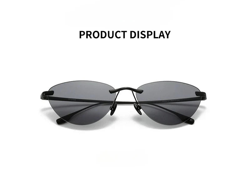 Frameless Cat Eye Sunglasses Fashion New Irregular Sun Glasses Titanium Men Driving Glasses Women Outdoor UV Resistant Eyewear