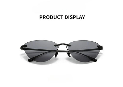 Frameless Cat Eye Sunglasses Fashion New Irregular Sun Glasses Titanium Men Driving Glasses Women Outdoor UV Resistant Eyewear
