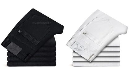 Luxury Men's White Slim Jeans Spring Summer New 98% Cotton Stretch Fashion Casual Male Clothes Straight Denim Trousers