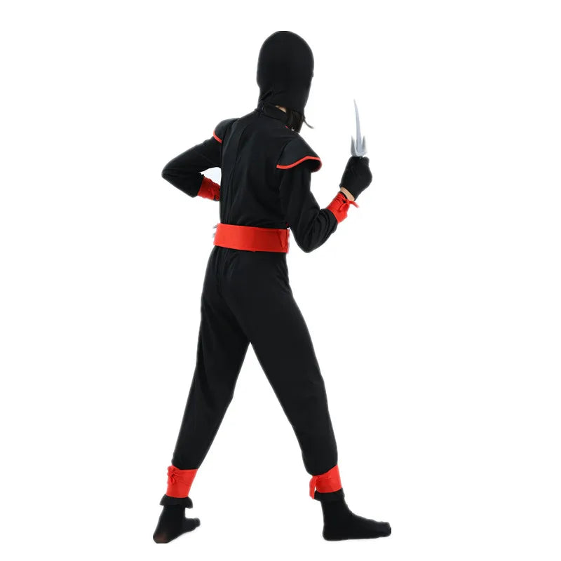 Boys Ninja Deluxe Costume for Kids with Weapon Accessories Kids Kung Fu Outfit Halloween Ideas Gifts with Bayonet Toys