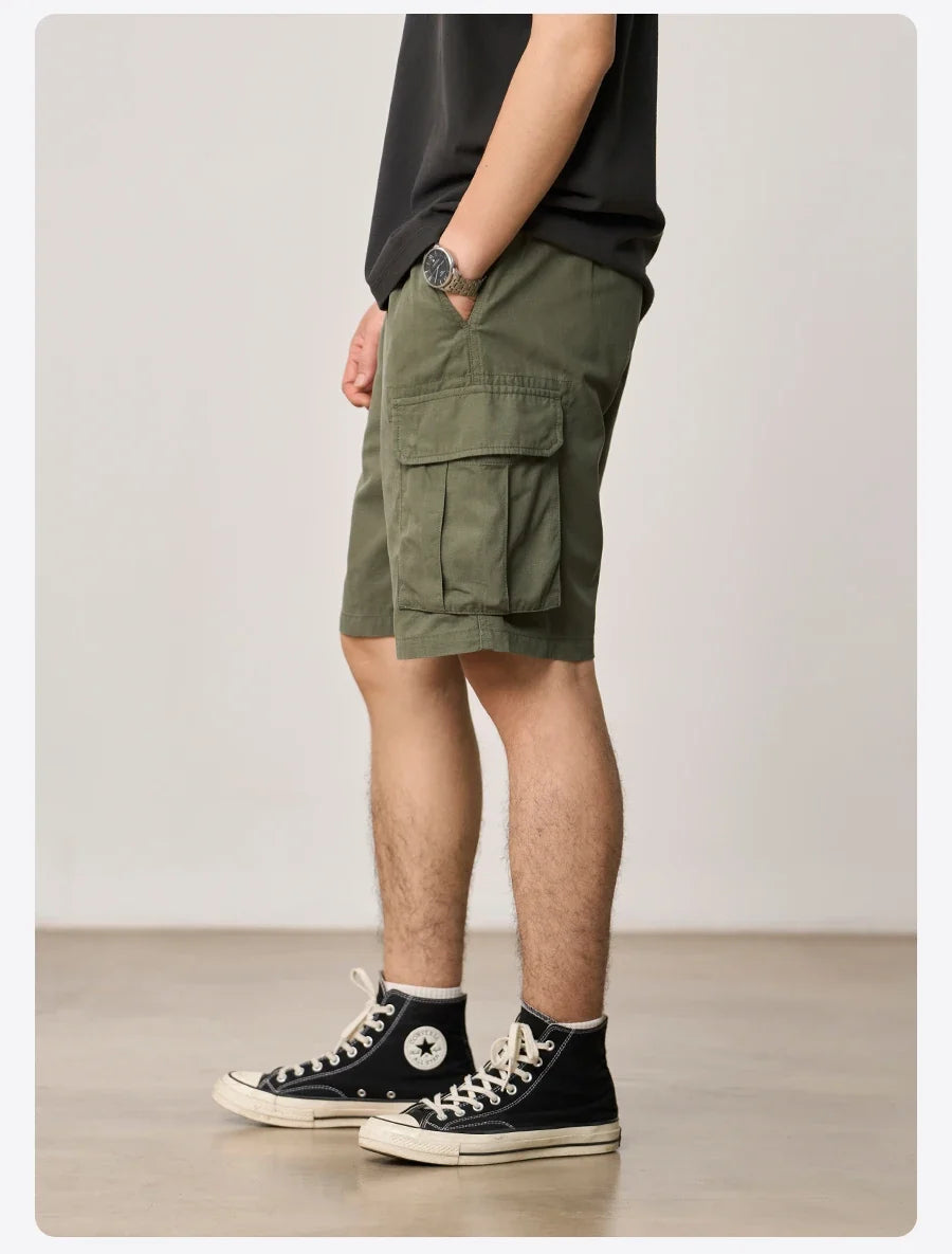 2026 Summer New Oversize 215gsm Tencel Lyocell Blend Fabric Cargo Shorts Men Fashion Outdoor Wear