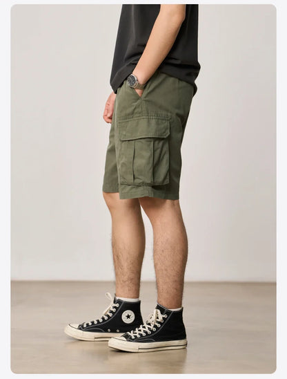 2026 Summer New Oversize 215gsm Tencel Lyocell Blend Fabric Cargo Shorts Men Fashion Outdoor Wear