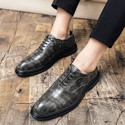 Men's Pointed Oxford Dress Shoes Leather Casual Office Wedding Shoes Gentleman Luxury High Quality 2026 Fashion