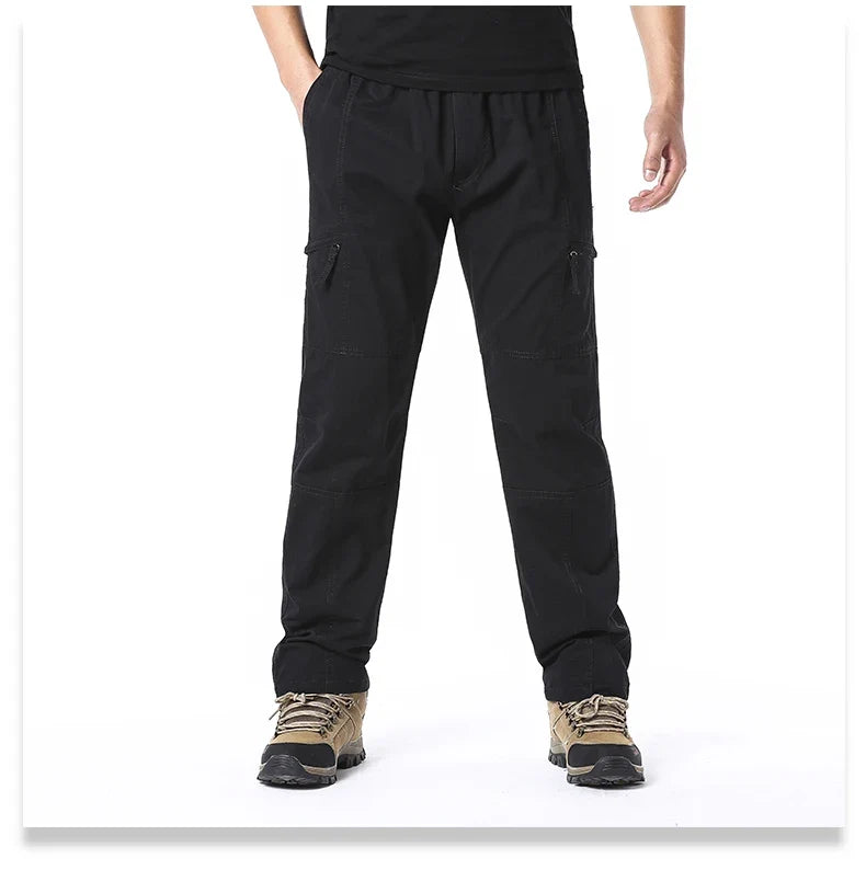 Summer Thin Cotton Overalls Men's Multi-Pocket Loose Large Size Work Pants Spring And Autumn Outdoor Sports Casual Pants