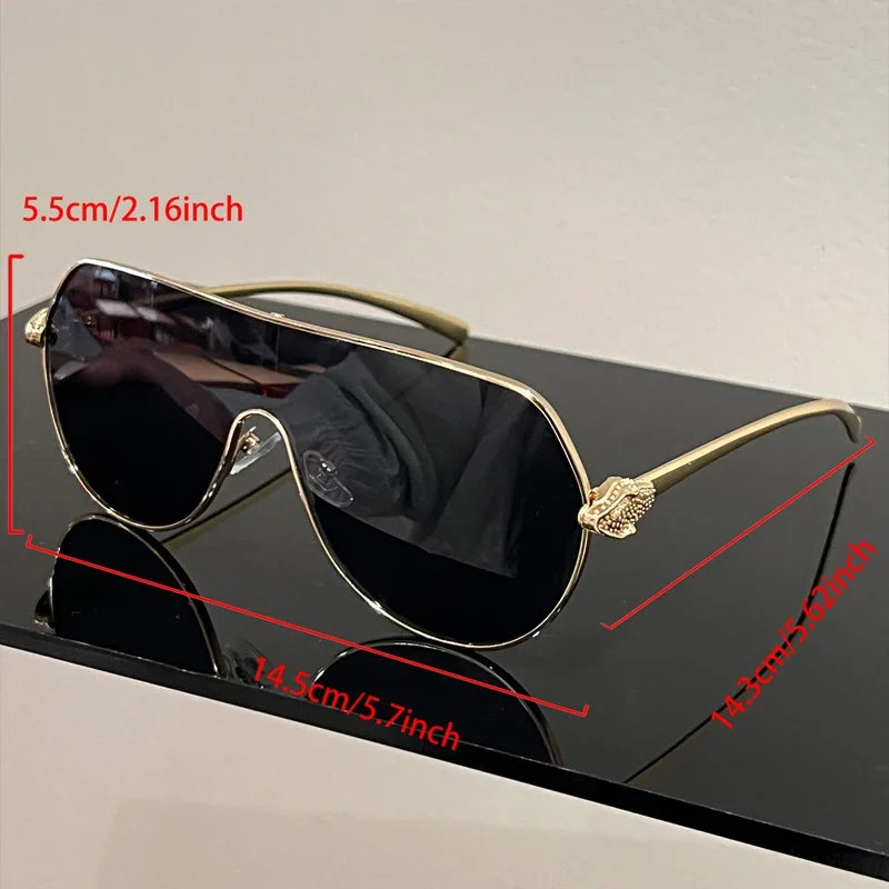 Men New Fashion Metal Rim Monoblock Outdoor Shades Women Trendy Luxury Brand Design Sun Glasses Oversize Pilot Sunglasses