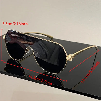 Men New Fashion Metal Rim Monoblock Outdoor Shades Women Trendy Luxury Brand Design Sun Glasses Oversize Pilot Sunglasses