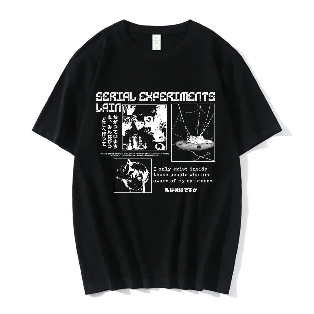 Anime Serial Experiments Lain T-Shirt Men Women Graphic T Shirts Unisex Iwakura Manga Girl Sci Fi Short Sleeve Tee Tops 62463