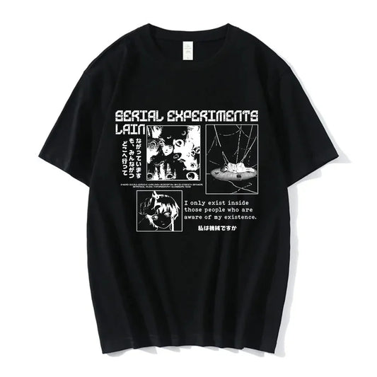 Anime Serial Experiments Lain T-Shirt Men Women Graphic T Shirts Unisex Iwakura Manga Girl Sci Fi Short Sleeve Tee Tops 62463