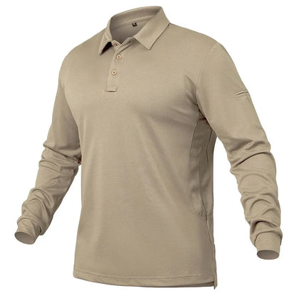 Men's Performance Long Sleeve Shirt Lightweight  Breathable Outdoor Hiking Fishing Polo Shirts UPF50+ Pique Jersey Golf Shirt