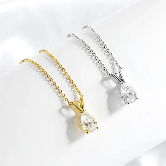 18k Plated Pear Cut 1.5CT Moissanite Diamond Necklace for Women 6*9mm Pendant 100% 925 Sterling Silver Jewelry Wholesale