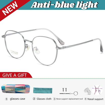 Simple Fashion Large Frame Titanium Design Women Anti-blue Light Reading Glasses Men Customized Prescription 02-K5012