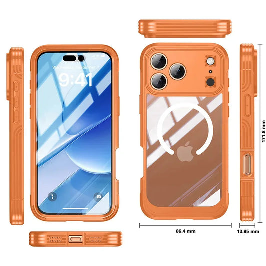 For MagSafe Wireless Charging 360° Fully Protected Double-sided Transparent Magnetic Case For iPhone 17 Pro Max&Air Back Cover
