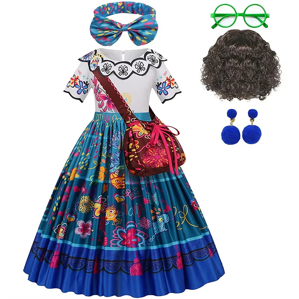 Girls Encanto Costume Charm Princess Dress Suit Kids Cosplay Mirabel Carnival Isabela Birthday Party Christmas Clothing