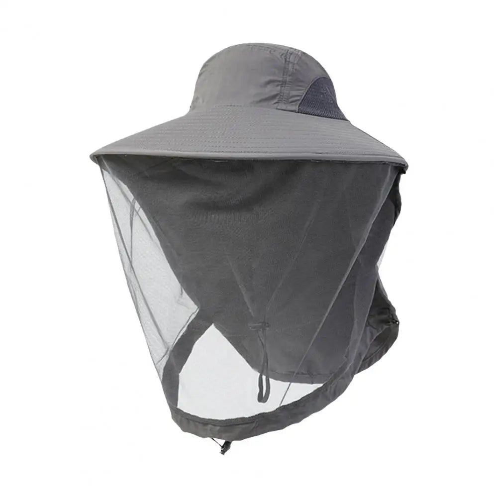 UV Protection Hat with Face Mask Breathable Insect Protection Wide Brim Fishing Hat Outdoor Sport Nature Hiking Camping Mesh Hat