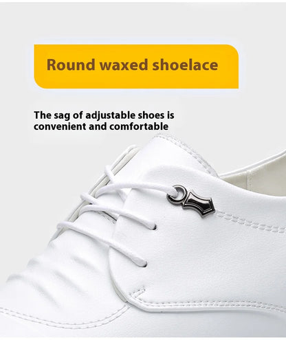 Business Men Oxford Leather Shoes Elevator Man Height Increase Insole 6CM White Black Thick Soled Formal Casual Shoes