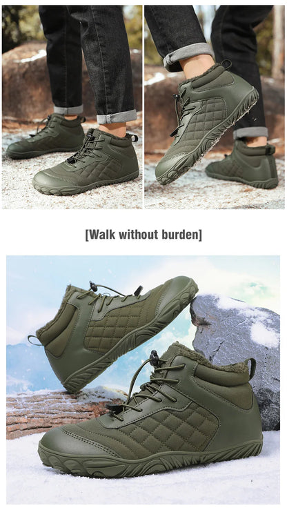 New Winter Booties Outdoor Waterproof Barefoot Boots For Men Ankle Boots Plush Warm Snow Shoes Non-slip Casual Sneakers Big Size