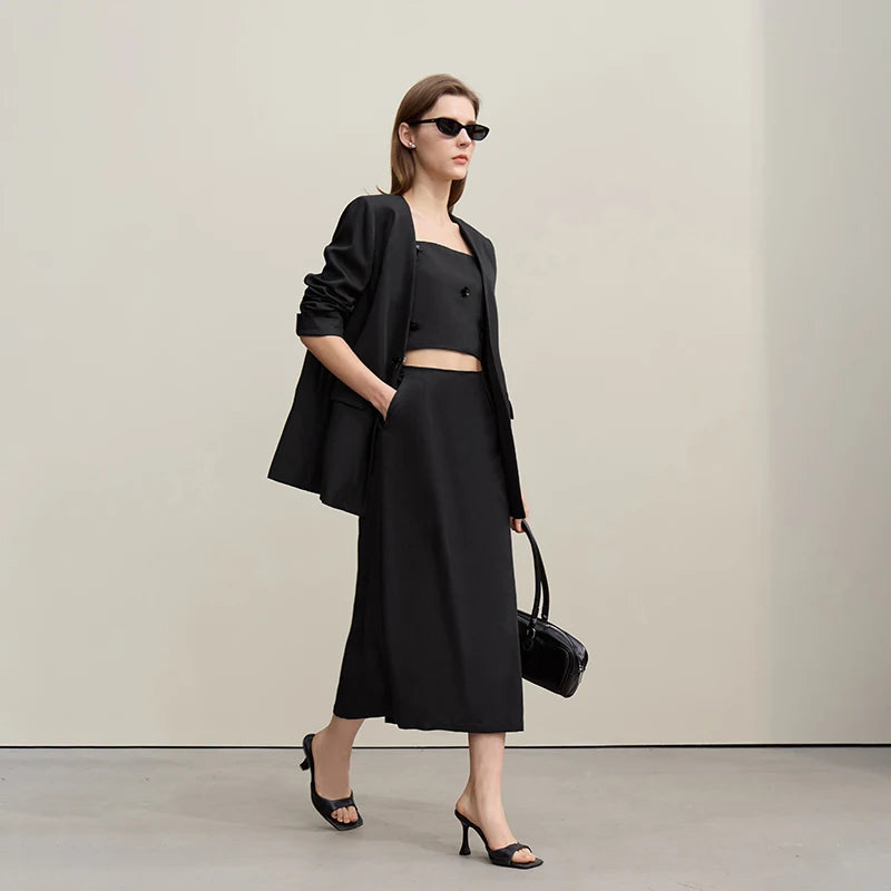 Casual Skirts For Women 2026 Spring New Elegant A-shaped Skirt Women Split Pocket Versatile Medium And Long Skirt 12621024