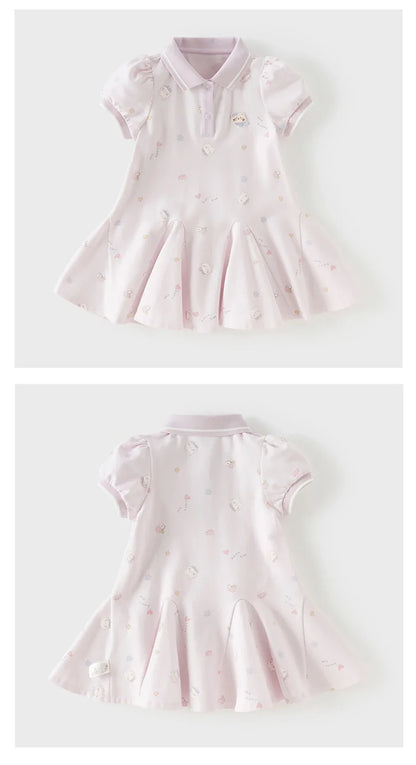 Girls Summer Princess Dress Casual Cute Kids Printed Polo Short Sleeve Dress Formal Party Knitted Clothes DB2262445