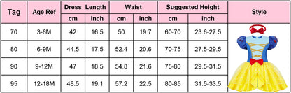 2026 Disney Infant Snow White Dress With Headband Infant Baby Princess Girl Cute Design Clothes Baby Dress Party Costumes Set