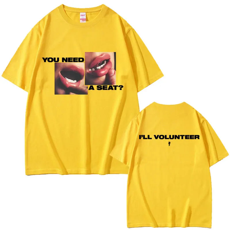 Hit Me Hard and Soft You Need A Seat I'll Volunteer Same Style T-shirts Men Women Fashion Pop Music T Shirts Oversized T-shirt