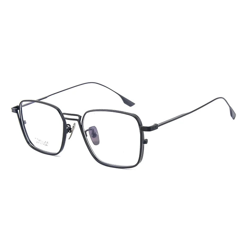 Ultralight Pure Titanium Frames Business Retro Square Men's Reading Glasses Anti-blue Light Customized Myopia DTX125
