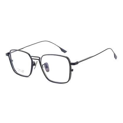 Ultralight Pure Titanium Frames Business Retro Square Men's Reading Glasses Anti-blue Light Customized Myopia DTX125