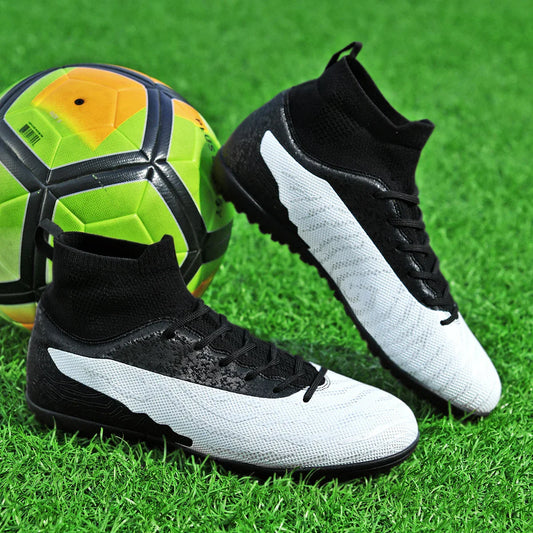 Men & Women TF Stud Football Boots, Anti-slip, Leather Material, Suitable for Student & Adult Training, Artificial & Natural Gra