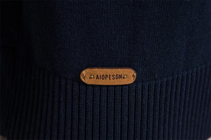 Men's Cotton Mock Neck Stand Collar Sweaters Quarter Zipper Pullover Autumn Winter Warm Social Casual Sweater for Men