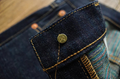 Mens Jeans Rainbow Sanforized Selvedge Denim Jeans Man Python Skin Labels Regular Fit 14 Oz