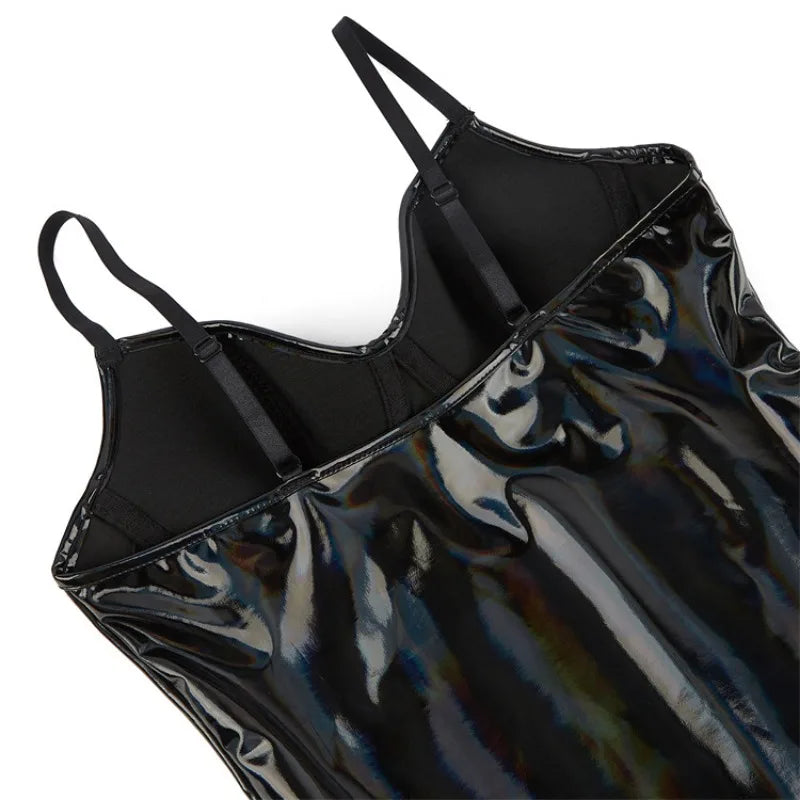 PU Leather Bodysuit Womens Shapewear No Pad Bra One-Piece Full Body Shaper Tummy Control Corset Slim Waist Trainer Underwear