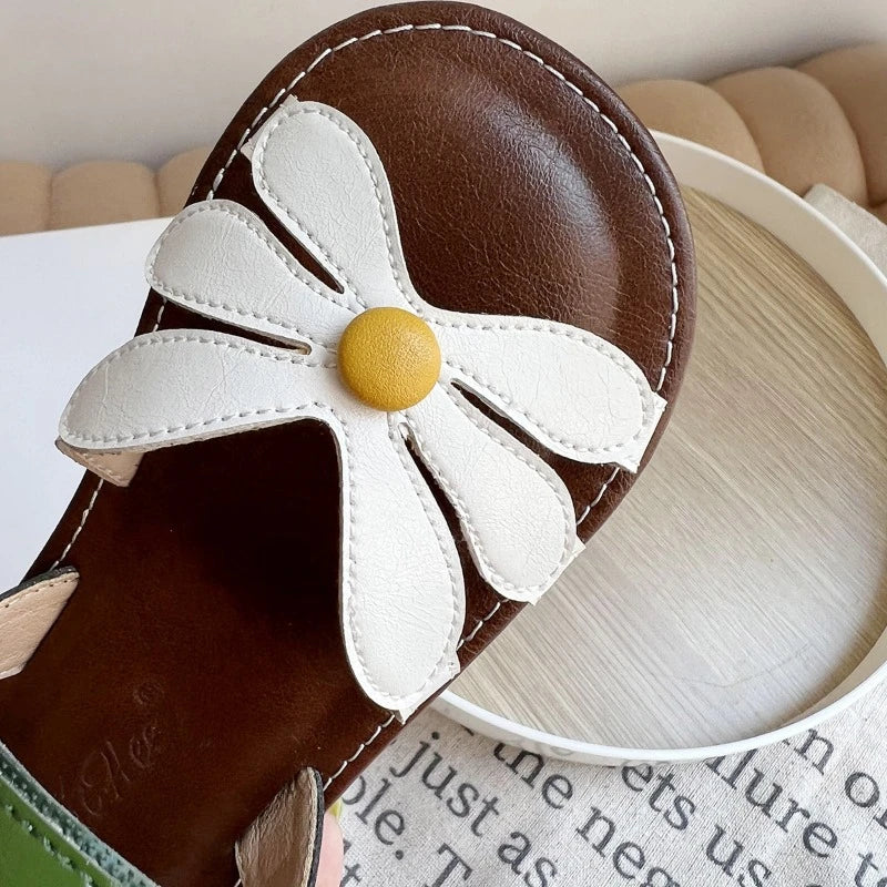 Summer Toddler Girls Flower Sandals Soft Non-Slip Sole Breathable Lightweight Casual Shoes for Beach Daily Outdoor Wear