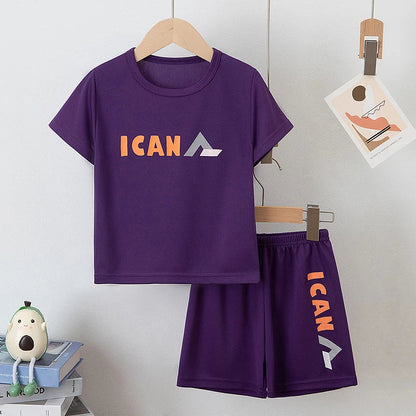 2/5-piece Set 2026 Summer Children's Multi-color Quick Drying Casual Suit Boys And Girls Versatile Short Sleeved Sports Shorts