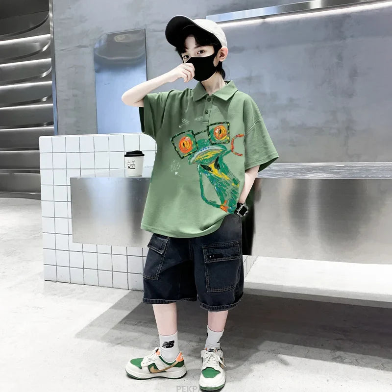 Teen Boys Clothing Sets Summer Big Size New Casual Outfits Kids Tracksuit For Boys Sport Suit Children Clothes 8 9 10 12 14 Year