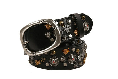 3.8CM Male Top Layer Luxury Designers Cowskin Genuine Leather Belts Men Alloy Pin Buckle Rivets Belt Casual Belt for Jeans